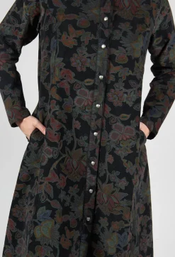 Blueberry Tops^Paisley Print Cord Knee Length Top in Black