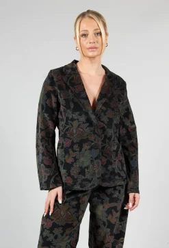 Blueberry Jackets^Paisley Print Velvet Blazer in Black
