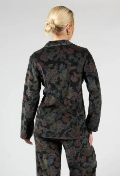 Blueberry Jackets^Paisley Print Velvet Blazer in Black
