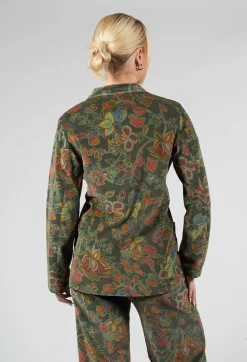 Blueberry Jackets^Paisley Print Velvet Blazer in Moss