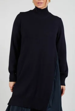 Mei Meij Dresses^Panelled Sweater Dress in Dark Navy
