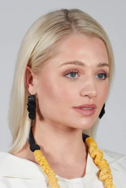 Alice Visin Earrings^Paper Mache Earrings with Mesh Detail in Nero