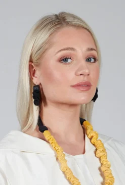 Alice Visin Earrings^Paper Mache Earrings with Mesh Detail in Nero