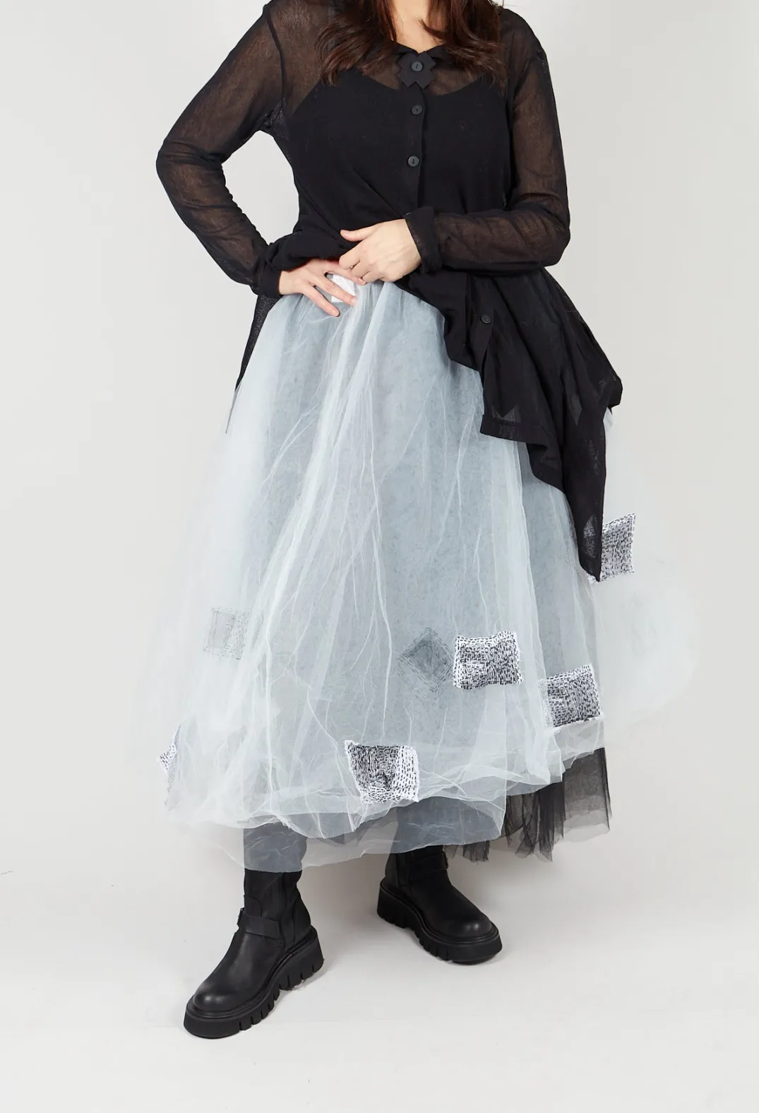 Bread and Butter Skirts^Patch Print Tulle Skirt in White