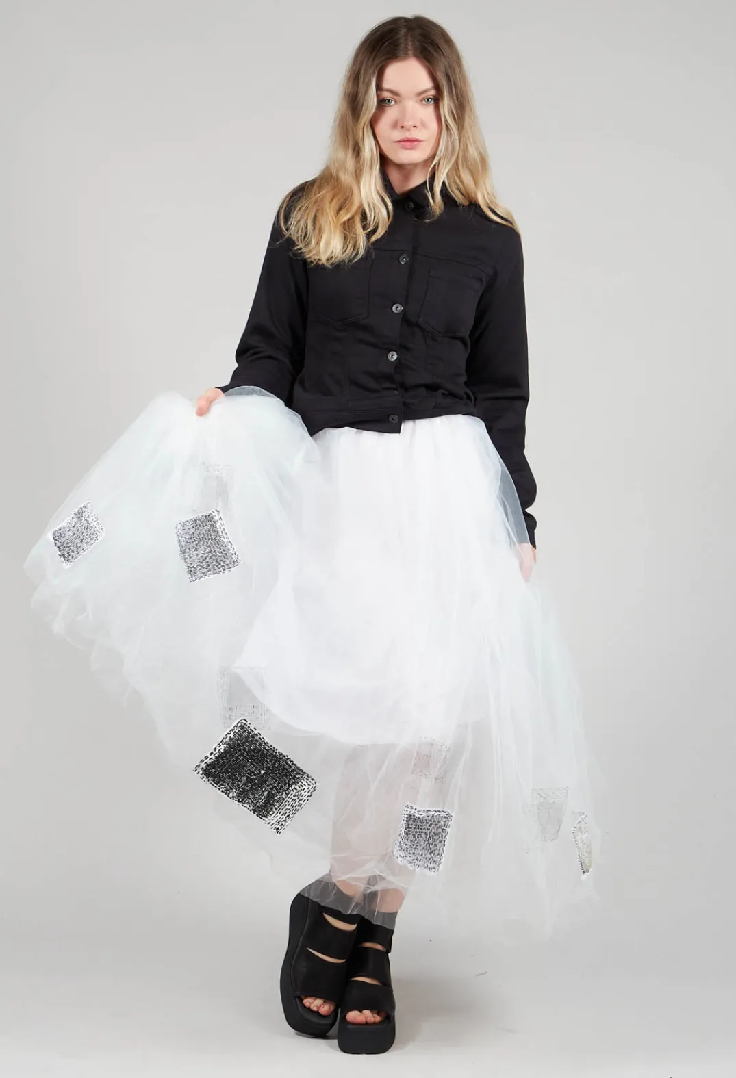 Bread and Butter Skirts^Patch Print Tulle Skirt in White