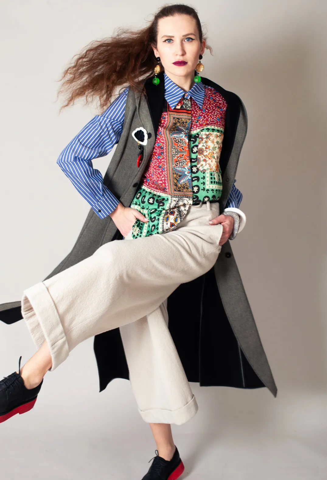 Sfizio Shirts & Blouses^Patchwork Shirt in Ink Blue
