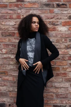 Sarah Pacini Knitwear|Cardigans^Patterned Cardigan in black