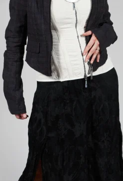 Masnada Trousers^Patterned Split Trousers in Black