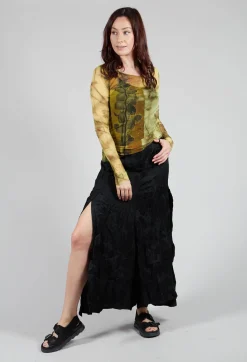 Masnada Trousers^Patterned Split Trousers in Black
