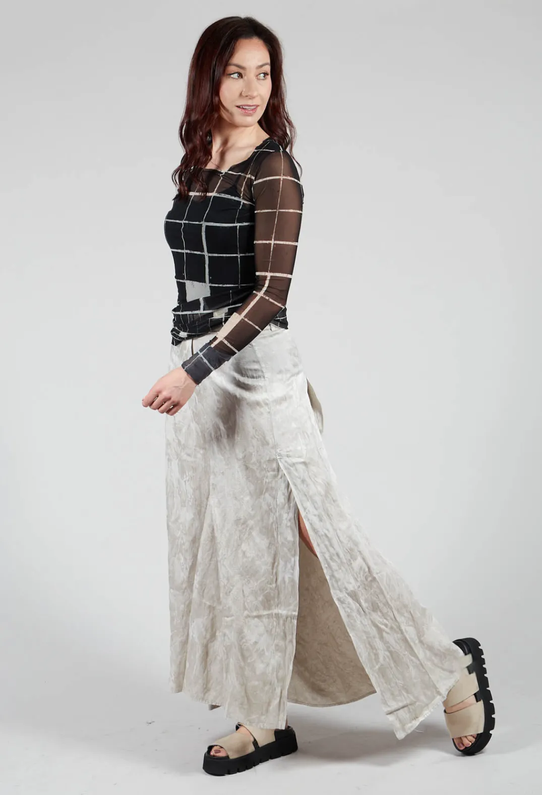 Masnada Trousers^Patterned Split Trousers in Silver