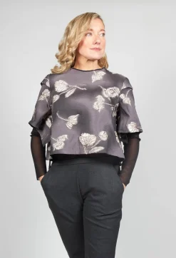 Xenia Design Co-ords & Suits^Patterned Top with Mesh insert in Mauve