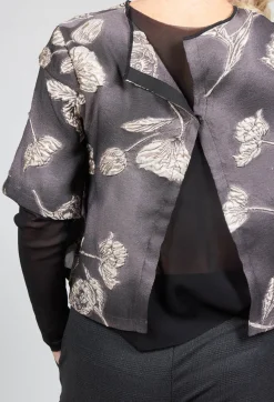 Xenia Design Co-ords & Suits^Patterned Top with Mesh insert in Mauve