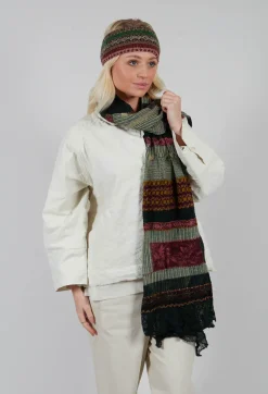 Butapana Scarves^Patterned Wool Scarf in Turquoise