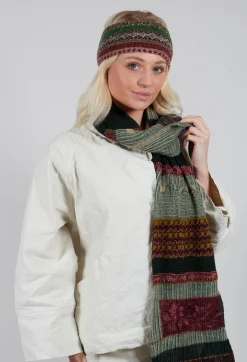 Butapana Scarves^Patterned Wool Scarf in Turquoise