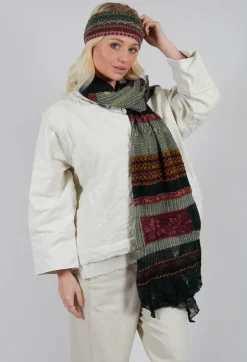 Butapana Scarves^Patterned Wool Scarf in Turquoise