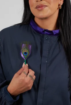 Umit Unal Brooches^Peacock Feather Pin in Green and Purple