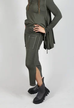Pluslavie Skirts^Pencil Skirt with Multiple Pockets in Olive