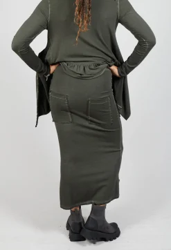Pluslavie Skirts^Pencil Skirt with Multiple Pockets in Olive