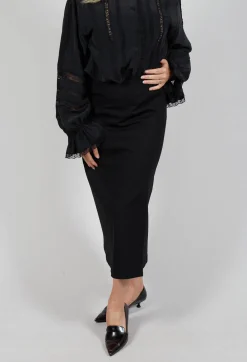 Sfizio Skirts^Pencil Skirt with Split in Black