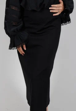 Sfizio Skirts^Pencil Skirt with Split in Black