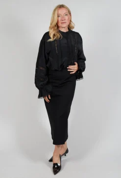 Sfizio Skirts^Pencil Skirt with Split in Black