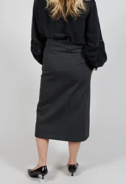 Sfizio Skirts^Pencil Skirt with Split in Dark Grey