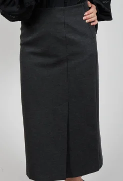 Sfizio Skirts^Pencil Skirt with Split in Dark Grey