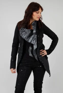 Pal Offner Coats^Penguin Coat in Black with Latex Detail Finish