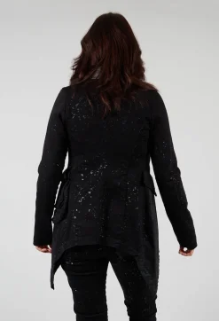 Pal Offner Coats^Penguin Coat in Black with Latex Detail Finish
