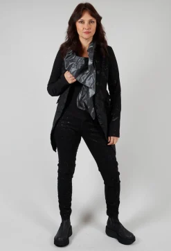 Pal Offner Coats^Penguin Coat in Black with Latex Detail Finish