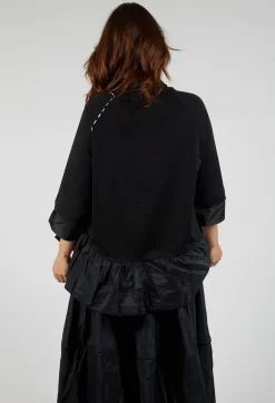 Bize Tops^Peplum Polka Dot Pocket Top in Black