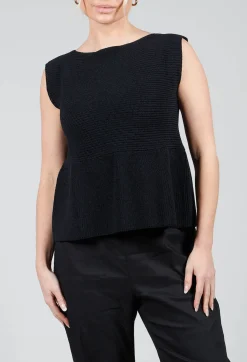 Sarah Pacini Jumpers^Peplum Sweater Vest in Black