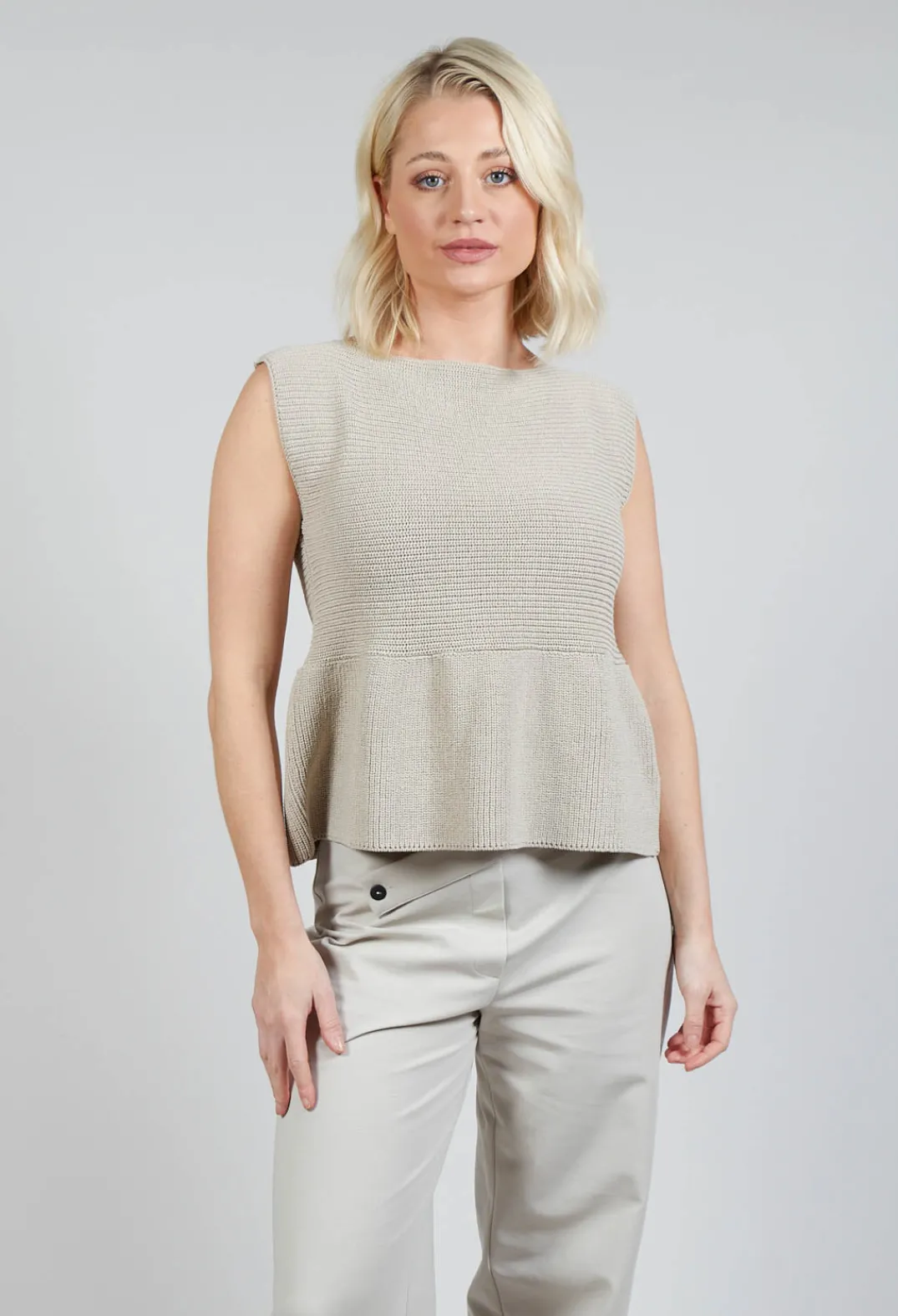 Sarah Pacini Jumpers^Peplum Sweater Vest in Mastic