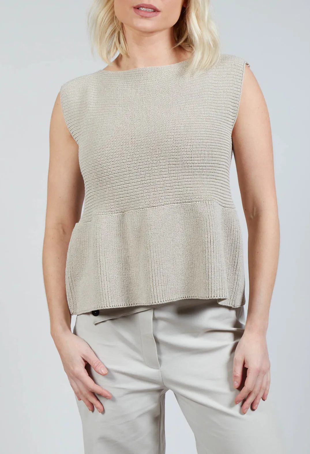 Sarah Pacini Jumpers^Peplum Sweater Vest in Mastic
