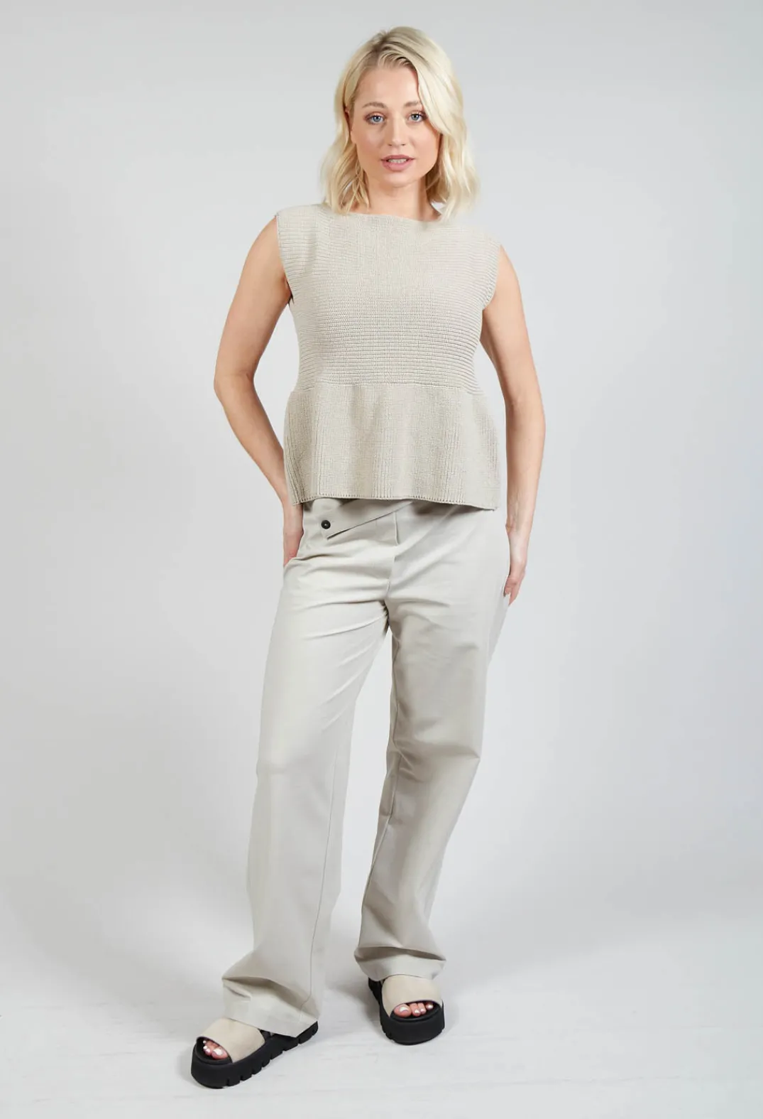 Sarah Pacini Jumpers^Peplum Sweater Vest in Mastic