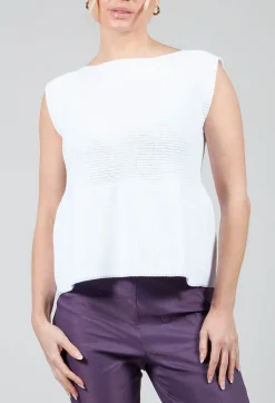 Sarah Pacini Jumpers^Peplum Sweater Vest in White
