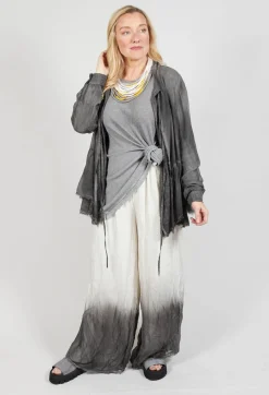 Sanctamuerte Tops^Peplum Tie Blouse in Lino Grey Storm