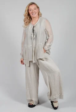 Sanctamuerte Tops^Peplum Tie Blouse in Lino Desert