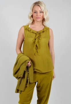 Apuntob Tops^Peplum Vest in Grass Green