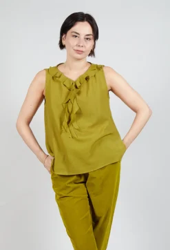Apuntob Tops^Peplum Vest in Grass Green