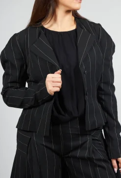Malloni Jackets|Co-ords & Suits^Pinstripe Blazer in Nero