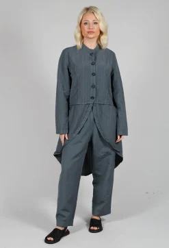 Tadashi Jackets^Pinstripe High-Low Jacket in Grey
