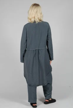 Tadashi Jackets^Pinstripe High-Low Jacket in Grey