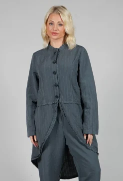 Tadashi Jackets^Pinstripe High-Low Jacket in Grey