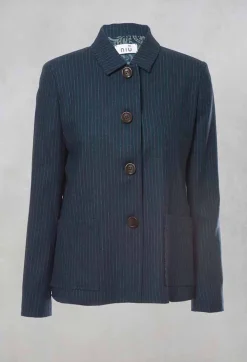 Niù Jackets^Pinstripe Jacket in Ocean Green