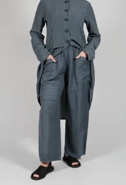 Tadashi Trousers^Pinstripe Patch Trousers in Grey