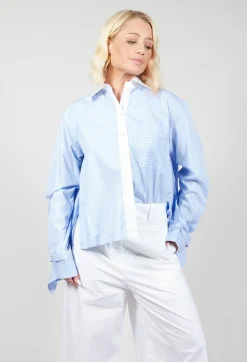 Malloni Shirts & Blouses^Pinstripe Shirt Ragno in Celeste