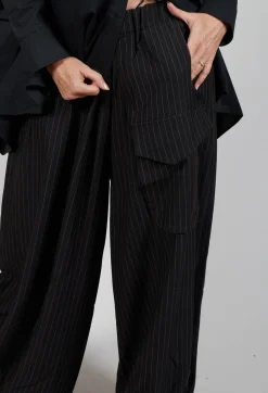 Bread and Butter Trousers^Pinstripe Trousers in Black