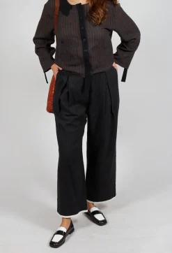 SOH Trousers^Pinstripe Trousers in Black