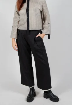 SOH Trousers^Pinstripe Trousers in Black